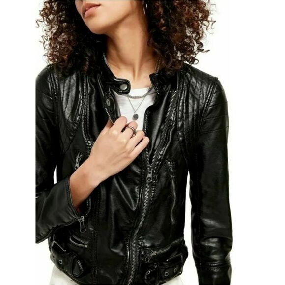 Free People Jackets & Blazers - Free People Faux Leather Jacket Small